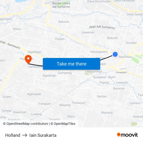 Holland to Iain Surakarta map