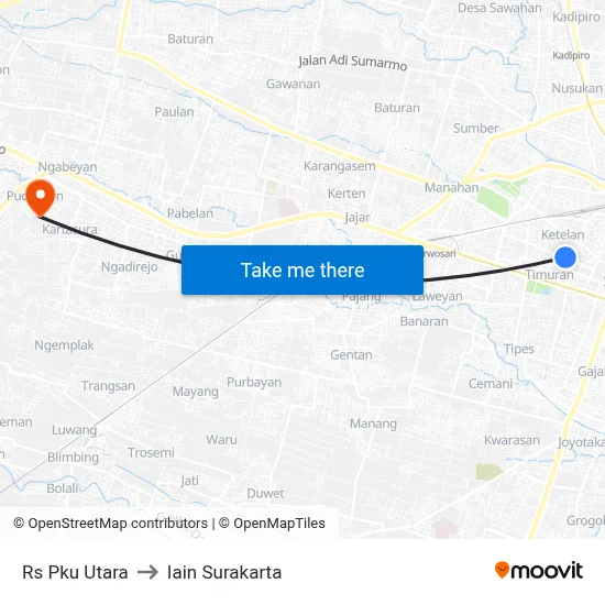 Rs Pku Utara to Iain Surakarta map