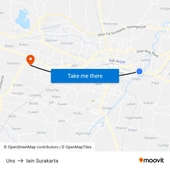 Uns to Iain Surakarta map