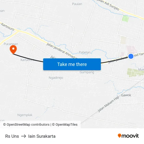 Rs Uns to Iain Surakarta map