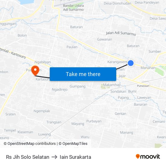 Rs Jih Solo Selatan to Iain Surakarta map