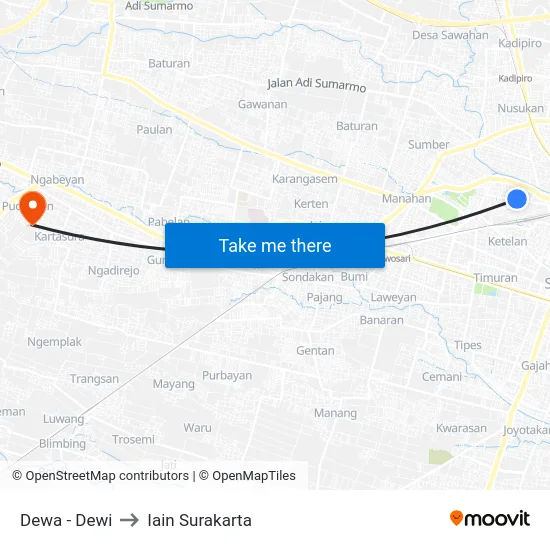 Dewa - Dewi to Iain Surakarta map