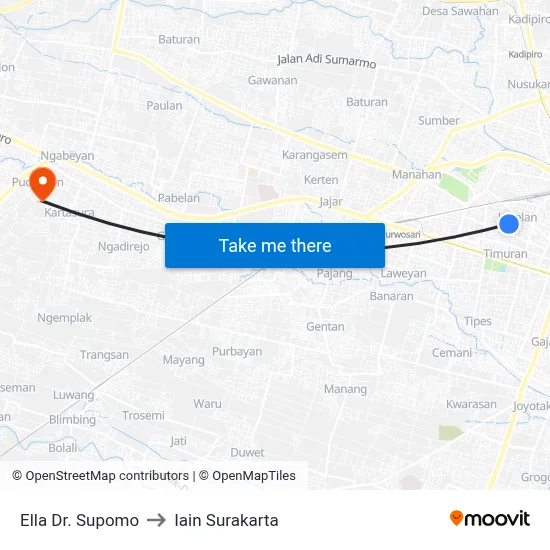 Ella Dr. Supomo to Iain Surakarta map