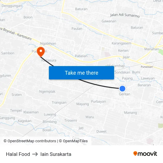 Halal Food to Iain Surakarta map