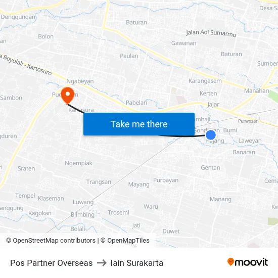 Pos Partner Overseas to Iain Surakarta map