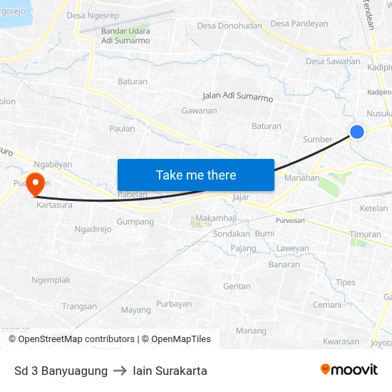 Sd 3 Banyuagung to Iain Surakarta map