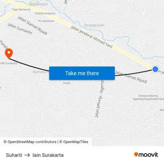 Suharti to Iain Surakarta map