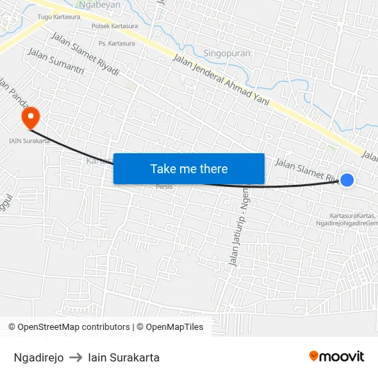 Ngadirejo to Iain Surakarta map