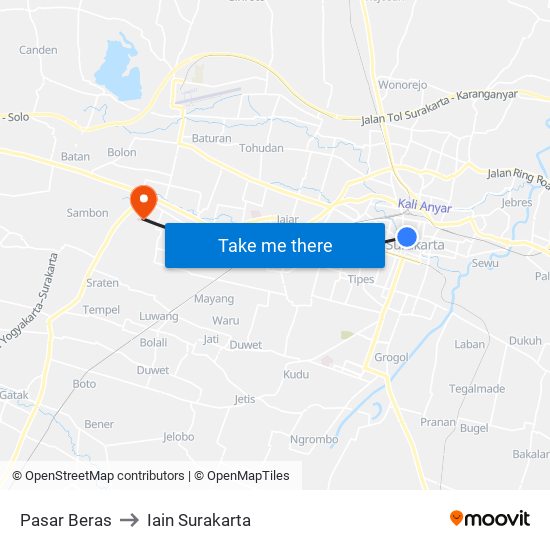 Pasar Beras to Iain Surakarta map