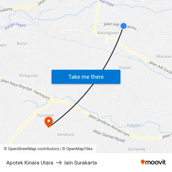 Apotek Kinara Utara to Iain Surakarta map