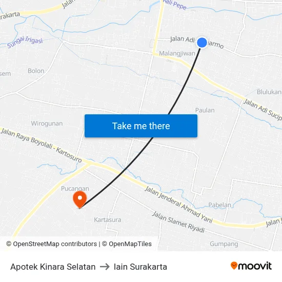 Apotek Kinara Selatan to Iain Surakarta map