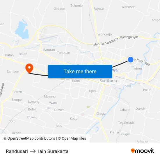 Randusari to Iain Surakarta map