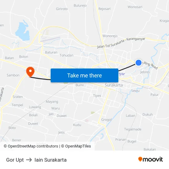 Gor Upt to Iain Surakarta map