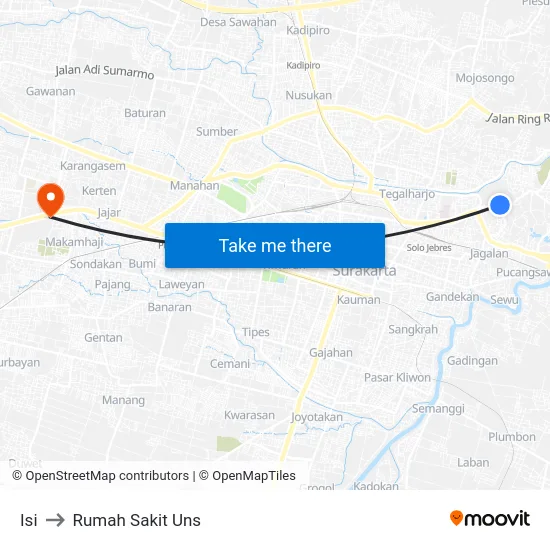 Isi to Rumah Sakit Uns map