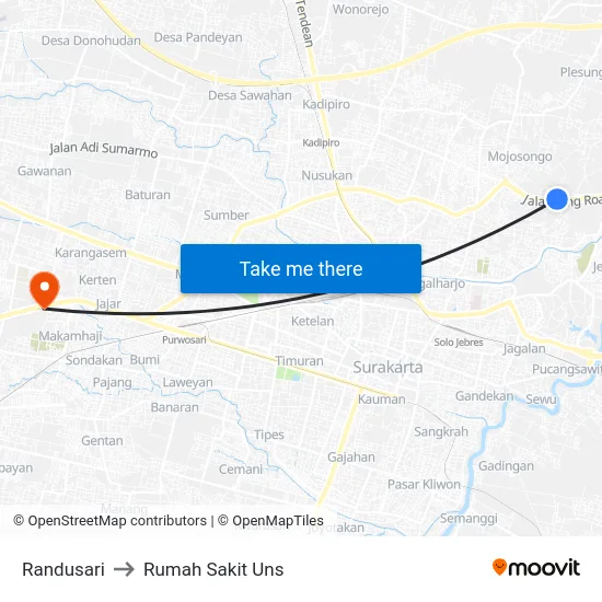Randusari to Rumah Sakit Uns map