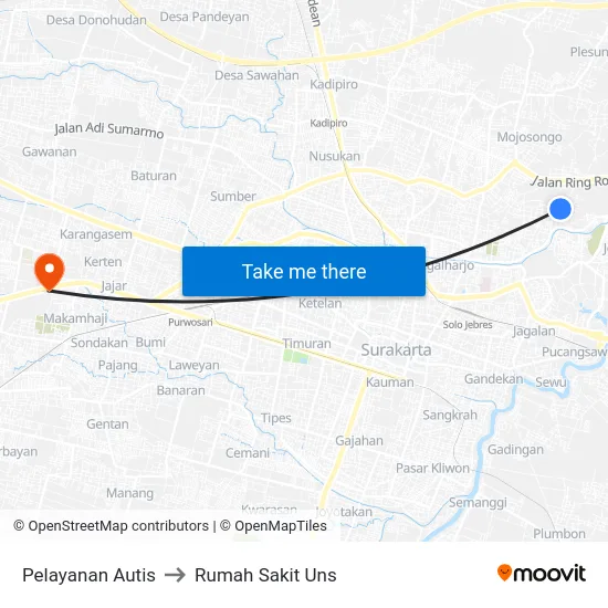 Pelayanan Autis to Rumah Sakit Uns map