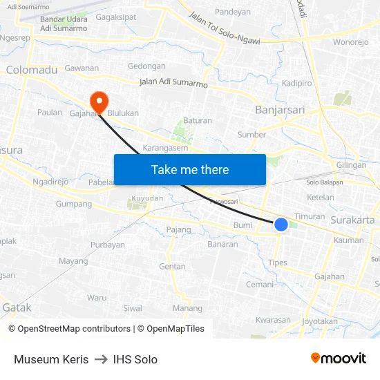 Museum Keris to IHS Solo map