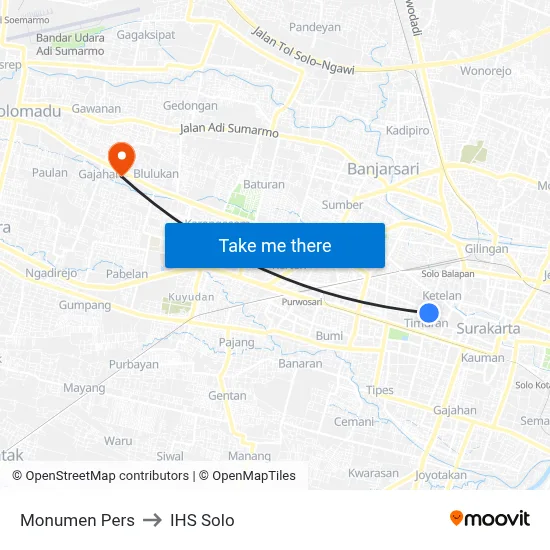 Monumen Pers to IHS Solo map