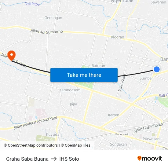 Graha Saba Buana to IHS Solo map