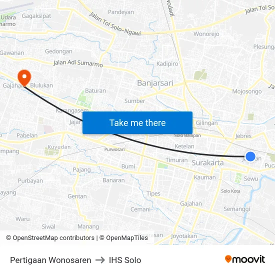 Pertigaan Wonosaren to IHS Solo map