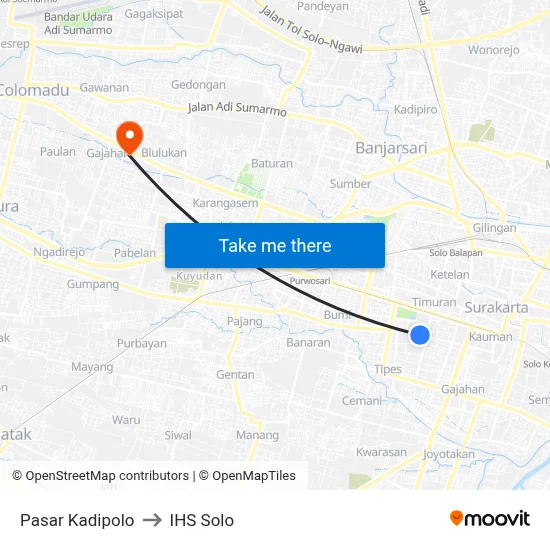 Pasar Kadipolo to IHS Solo map