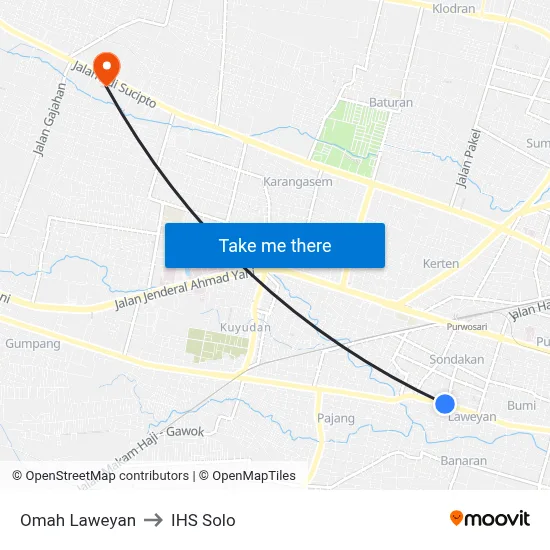 Omah Laweyan to IHS Solo map