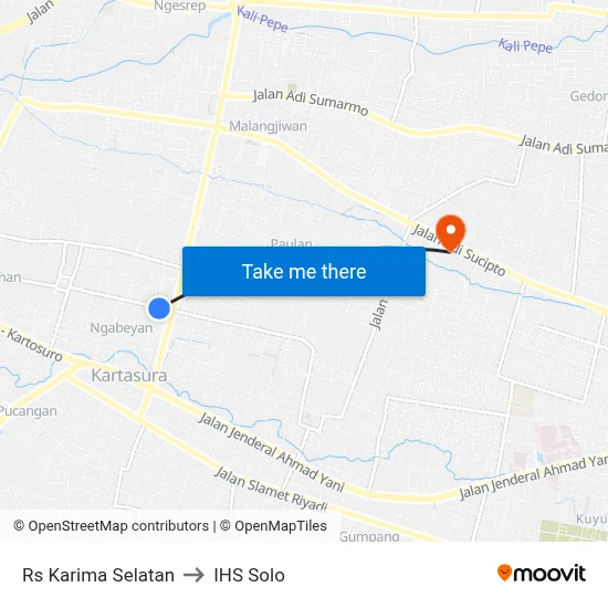 Rs Karima Selatan to IHS Solo map