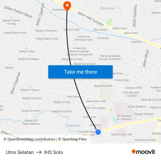 Ums Selatan to IHS Solo map