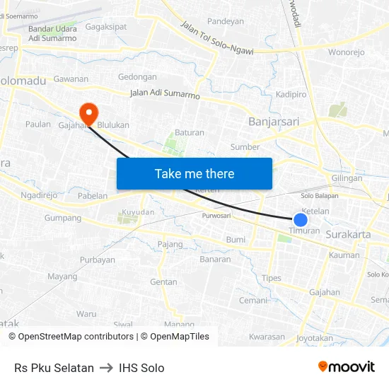 Rs Pku Selatan to IHS Solo map