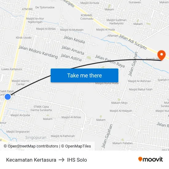 Kecamatan Kertasura to IHS Solo map