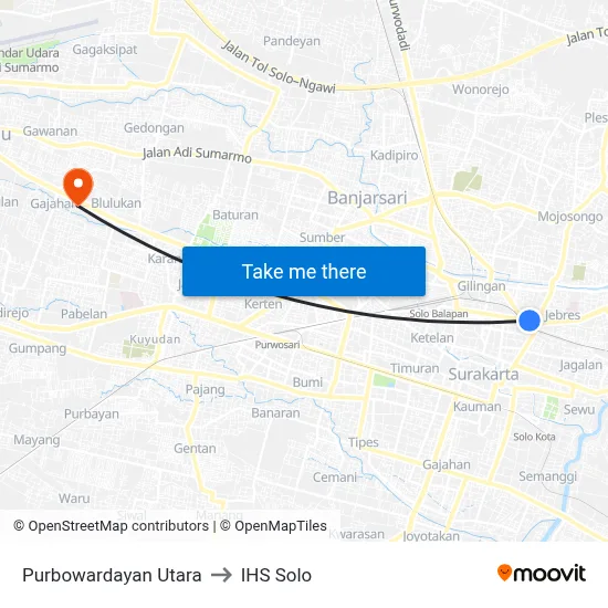 Purbowardayan Utara to IHS Solo map