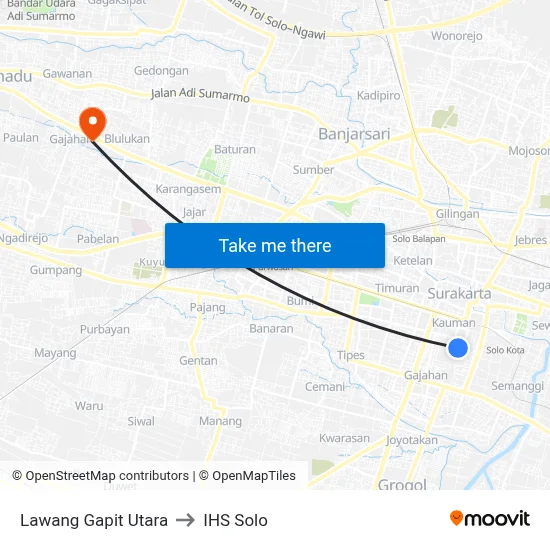 Lawang Gapit Utara to IHS Solo map