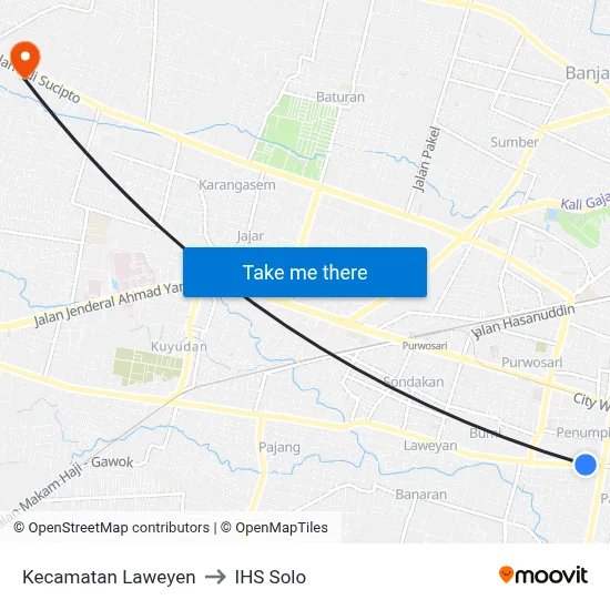 Kecamatan Laweyen to IHS Solo map