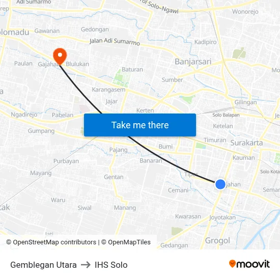 Gemblegan Utara to IHS Solo map