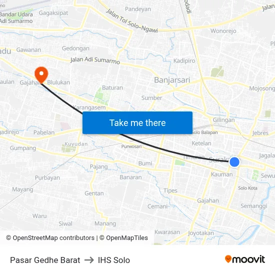Pasar Gedhe Barat to IHS Solo map