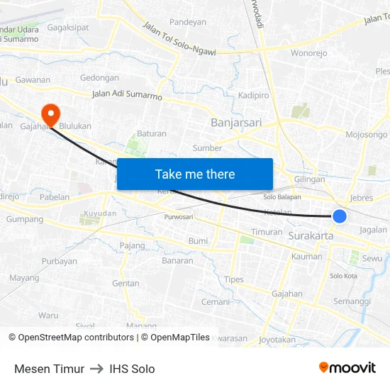 Mesen Timur to IHS Solo map