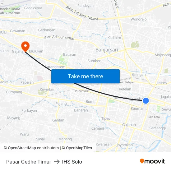 Pasar Gedhe Timur to IHS Solo map