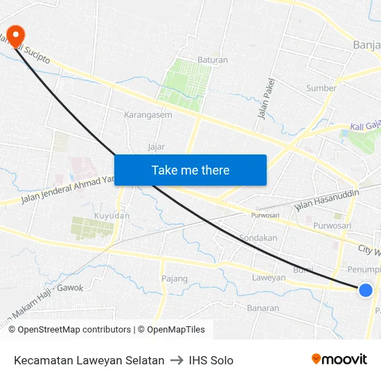 Kecamatan Laweyan Selatan to IHS Solo map