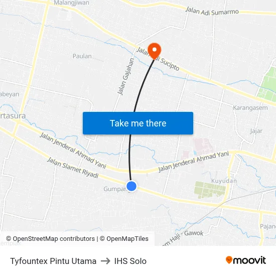 Tyfountex Pintu Utama to IHS Solo map