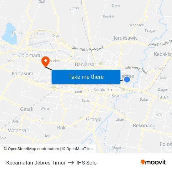 Kecamatan Jebres Timur to IHS Solo map