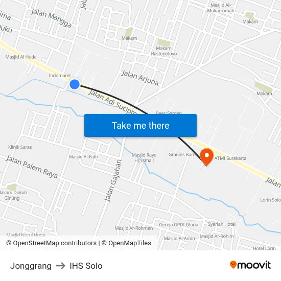Jonggrang to IHS Solo map
