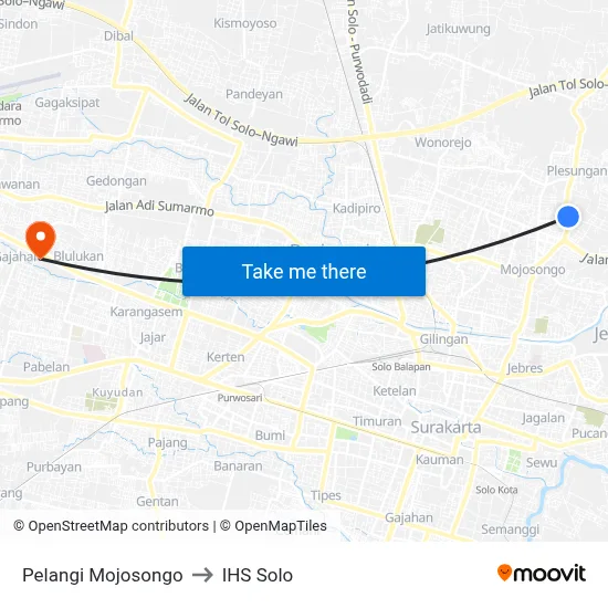 Pelangi Mojosongo to IHS Solo map