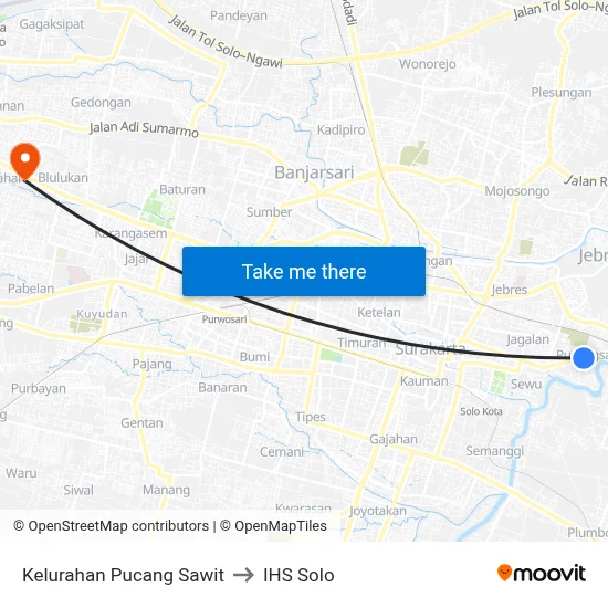 Kelurahan Pucang Sawit to IHS Solo map