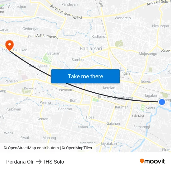 Perdana Oli to IHS Solo map
