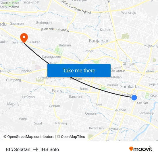 Btc Selatan to IHS Solo map