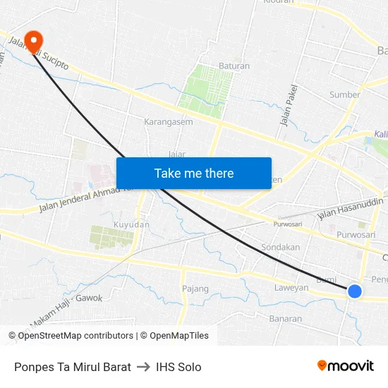 Ponpes Ta Mirul Barat to IHS Solo map