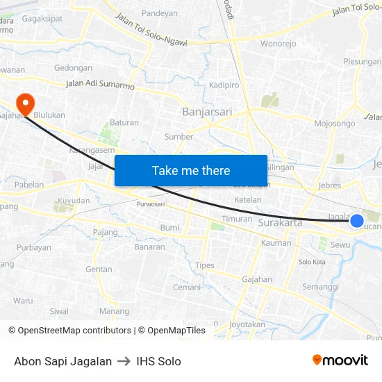 Abon Sapi Jagalan to IHS Solo map