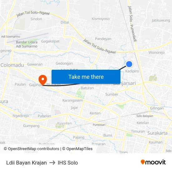 Ldii Bayan Krajan to IHS Solo map