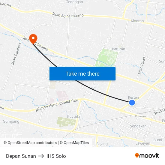 Depan Sunan to IHS Solo map