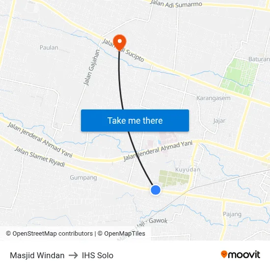 Masjid Windan to IHS Solo map